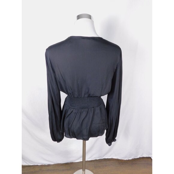 Grade & Gather S Black Peplum Blouse Romantic Gothic Witchcore V-Neck - Picture 5 of 9